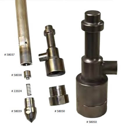 Nyomással aktiválható injektáló szonda alkatrészei