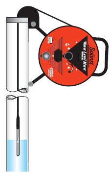 kútfejre akasztható kivitel - "harmadik kéz funkció" Kútfejre akasztható kivitelű SOLINST gyártmányú kézi vízszintmérő műszer