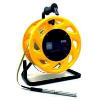 Vízszintmérő, kút, kézi, hordozható, talajvíz, felszín alatti víz, nyugalmi vízszint, üzemi vízszint, water level meter, dipmeter, cable ruler, Wasserlichtlot